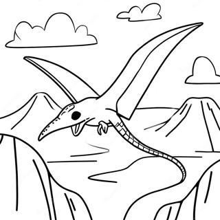 Pterodactilo Voando Acima De Um Vulcao Pagina Para Colorir 12630-9913