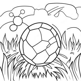 Pagina Para Colorir Da Bola De Futebol Colorida Na Grama 13031-10233