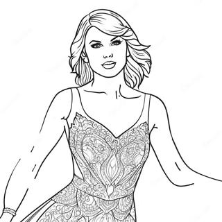 Pagina Para Colorir Encantadora Da Taylor Swift Em Um Vestido Brilhante 13351-10498