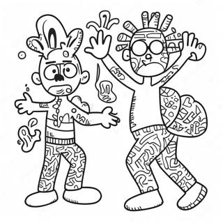 Pagina Para Colorir De Personagens Coloridos No Estilo Keith Haring 14691-11565