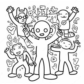 Pagina Para Colorir De Personagens Coloridos No Estilo Keith Haring 14691-11566