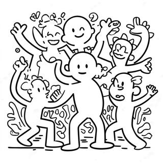 Pagina Para Colorir De Personagens Coloridos No Estilo Keith Haring 14691-11567