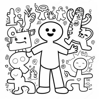 Pagina Para Colorir De Personagens Coloridos No Estilo Keith Haring 14691-11568