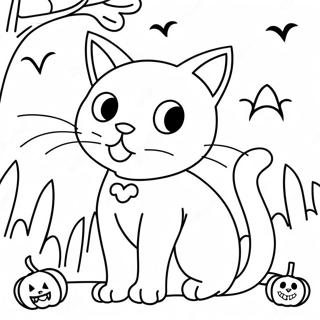 Pagina Para Colorir De Gato Preto Assustador De Halloween 19233-15189