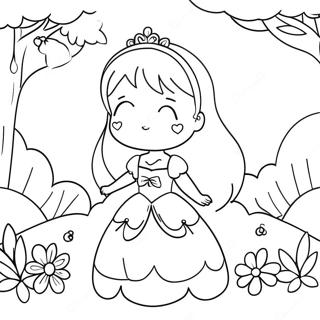 Pagina Para Colorir Da Princesa Anime Fofa Em Um Jardim Magico 22773-17985