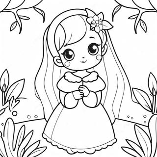 Pagina Para Colorir Da Princesa Anime Fofa Em Um Jardim Magico 22773-17988