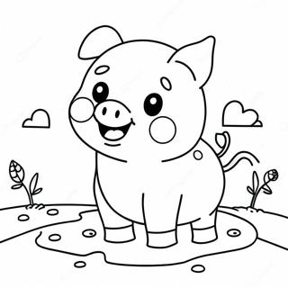 Pagina Para Colorir De Porquinho Kawaii Adoravel Brincando Na Lama 25163-19883