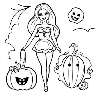 Halloween Barbie Páginas Para Colorir