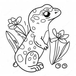 Pagina Para Colorir Do Gecko Leopardo Fofo Com Flores 29425-23255