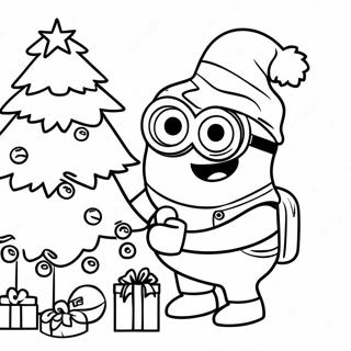 Pagina Para Colorir De Minion Festivo Decorando Uma Arvore De Natal 31824-25171