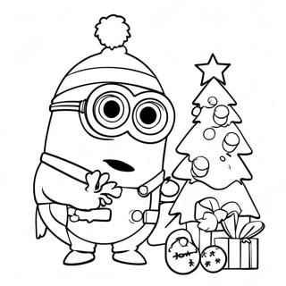 Pagina Para Colorir De Minion Festivo Decorando Uma Arvore De Natal 31824-25172