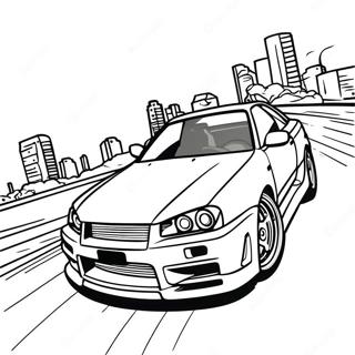 Pagina Para Colorir Nissan Skyline R34 Em Movimento 36544-28892