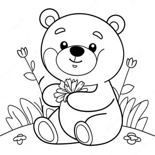 Pagina Para Colorir De Urso Pardo Fofo Com Flores 3881-3097