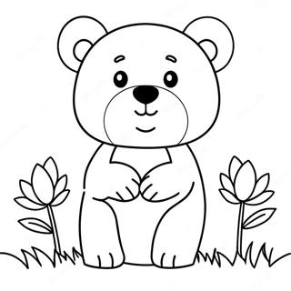 Pagina Para Colorir De Urso Pardo Fofo Com Flores 3881-3099