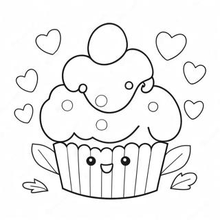 Pagina Para Colorir Do Cupcake Kawaii Com Coracoes 42264-33413