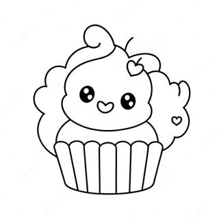 Pagina Para Colorir Do Cupcake Kawaii Com Coracoes 42264-33416