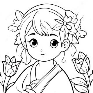 Kanae Fofa Com Flores Pagina Para Colorir 42404-33510