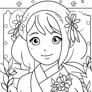 Kanae Fofa Com Flores Pagina Para Colorir 42404-33512