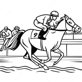 Pagina Para Colorir Da Cena De Corrida De Cavalos No Derby 43373-34296