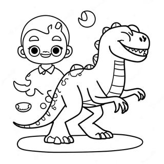 Menina Da Lua E Dinossauro Diabo Páginas Para Colorir