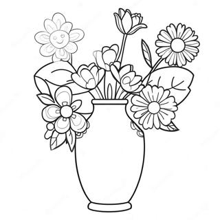 Pagina Para Colorir De Vaso De Flores Com Flores Coloridas 45963-36326