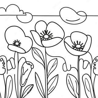 Pagina Para Colorir Do Jardim Vibrante De Papoulas 47614-37651