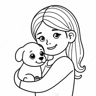 Menina Com Cachorrinho Fofo Pagina Para Colorir 48194-38106