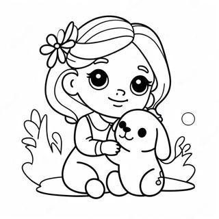 Menina Com Cachorrinho Fofo Pagina Para Colorir 48194-38108