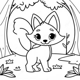 Pagina Para Colorir De Raposo De Desenho Animado Brincalhao Na Floresta 48564-38404