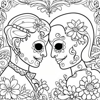 Pagina Para Colorir Do Cranio De Acucar Do Amor Dos Casais 49603-39231