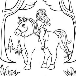 Pagina Para Colorir Da Princesa Montando Um Cavalo Em Uma Floresta Magica 50893-40244