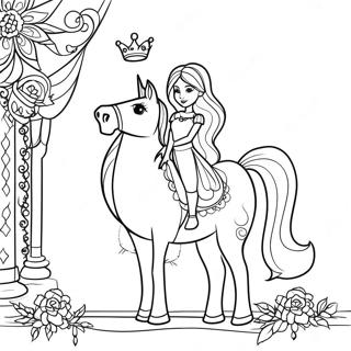 Princesa Elegante Com Um Cavalo Brilhante Pagina Para Colorir 50894-40255