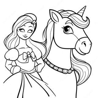 Princesa Elegante Com Um Cavalo Brilhante Pagina Para Colorir 50894-40256