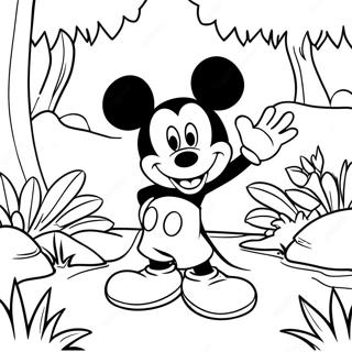 Pagina Para Colorir Mickey Mouse Em Um Ambiente De Selva 51144-40449