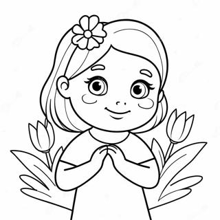 Pagina Para Colorir Da Anya Fofa Com Flores 52754-41731