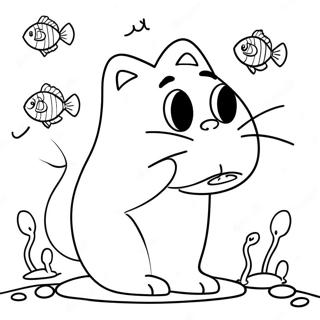 Pagina Para Colorir Do Gato Do Simon Com Peixe Brincalhao 57264-45324