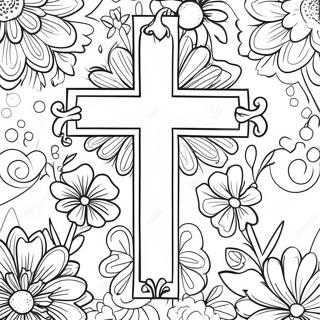 Pagina Para Colorir Da Cruz Com Flores Coloridas 60073-47533