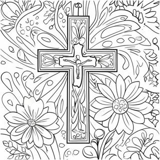 Pagina Para Colorir Da Cruz Com Flores Coloridas 60073-47534