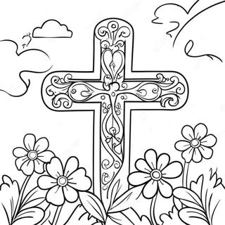 Pagina Para Colorir Da Cruz Com Flores Coloridas 60073-47535