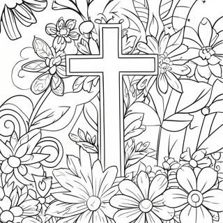 Pagina Para Colorir Da Cruz Com Flores Coloridas 60073-47536