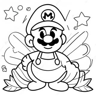 Feliz Dia De Ação De Graças Mario Páginas Para Colorir