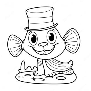 Pagina Para Colorir Do Gato De Chapeu Com Peixe 60783-48089