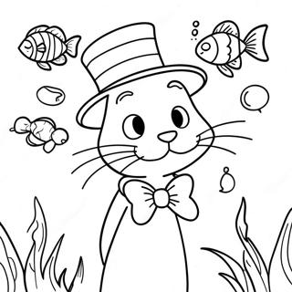 Pagina Para Colorir Do Gato De Chapeu Colorido Com Peixe 60784-48095