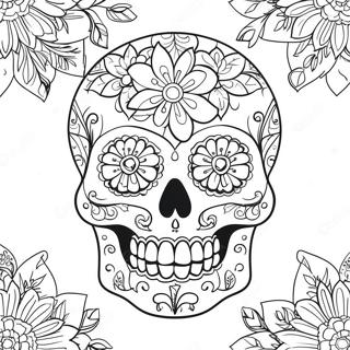 Pagina Para Colorir Intricada Caveira De Acucar Gotica Com Flores 63484-50233