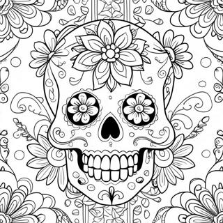 Pagina Para Colorir Intricada Caveira De Acucar Gotica Com Flores 63484-50234