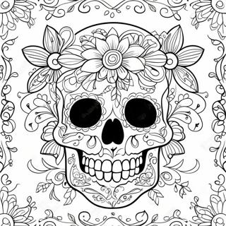 Pagina Para Colorir Intricada Caveira De Acucar Gotica Com Flores 63484-50236