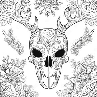 Pagina Para Colorir Do Design Intricado Do Cranio De Veado 66365-52518