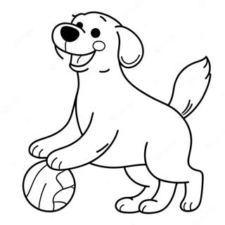 Pagina Para Colorir De Golden Retriever Feliz Brincando Com Bola 701-564