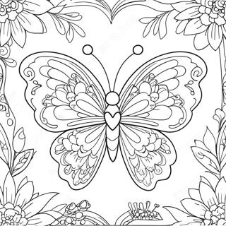 Pagina Para Colorir De Borboleta Coracao Colorida Com Flores 71415-56536